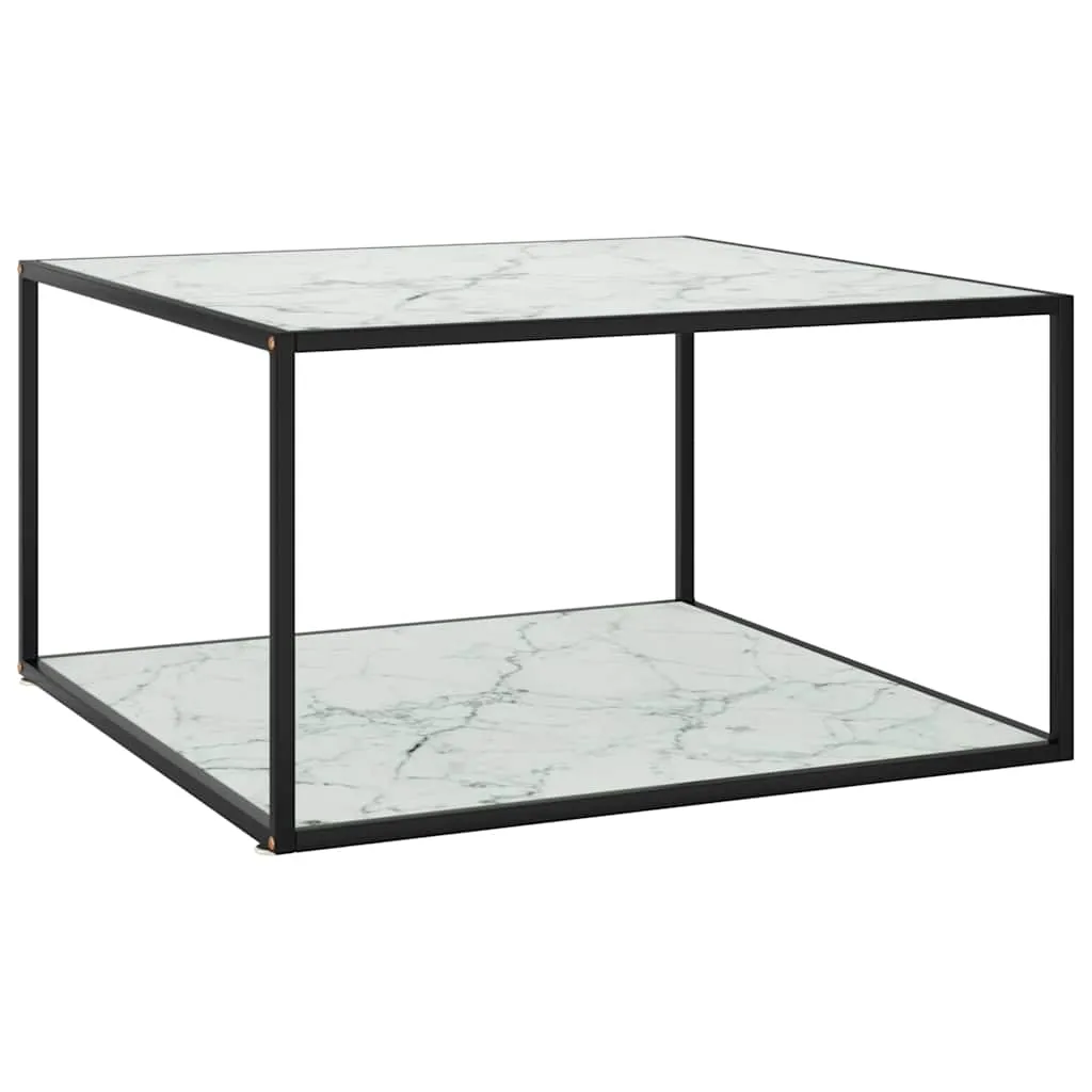 vidaXL Stolić za kavu crni s bijelim mramornim staklom 90 x 90 x 50 cm - Venlo