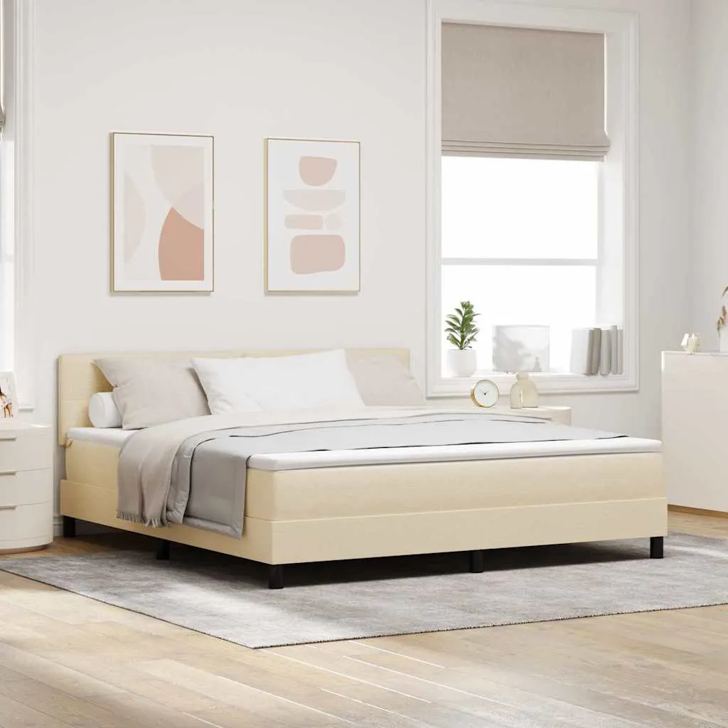 vidaXL Krevet s opruga kutije s uzglavljem Krema 180 x 200 cm tkanina - Venlo