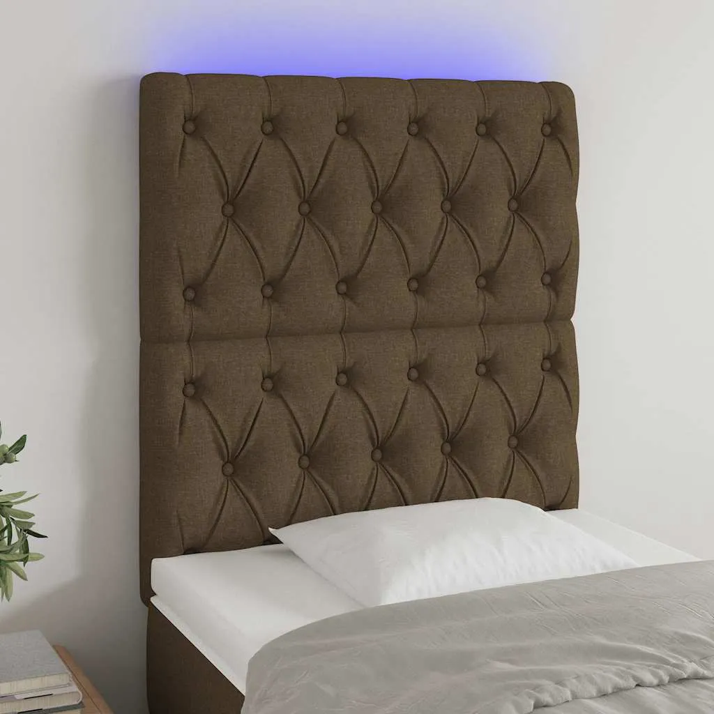 vidaXL LED uzglavlje tamnosmeđe 80x7x118/128 cm od tkanine - Venlo
