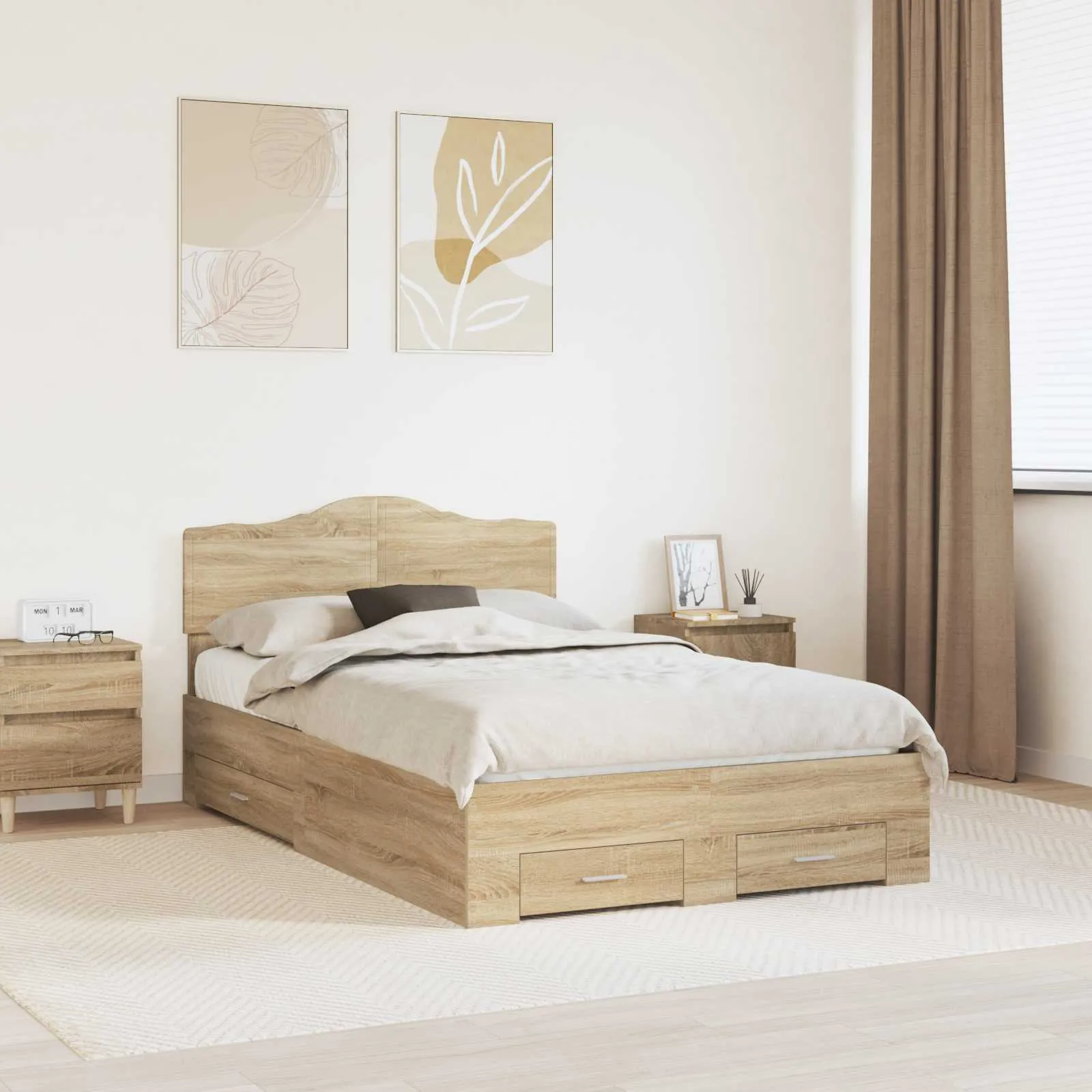 vidaXL Krevetna konstrukcija s ladicama Sonoma hrast 120 x 200 cm - Venlo