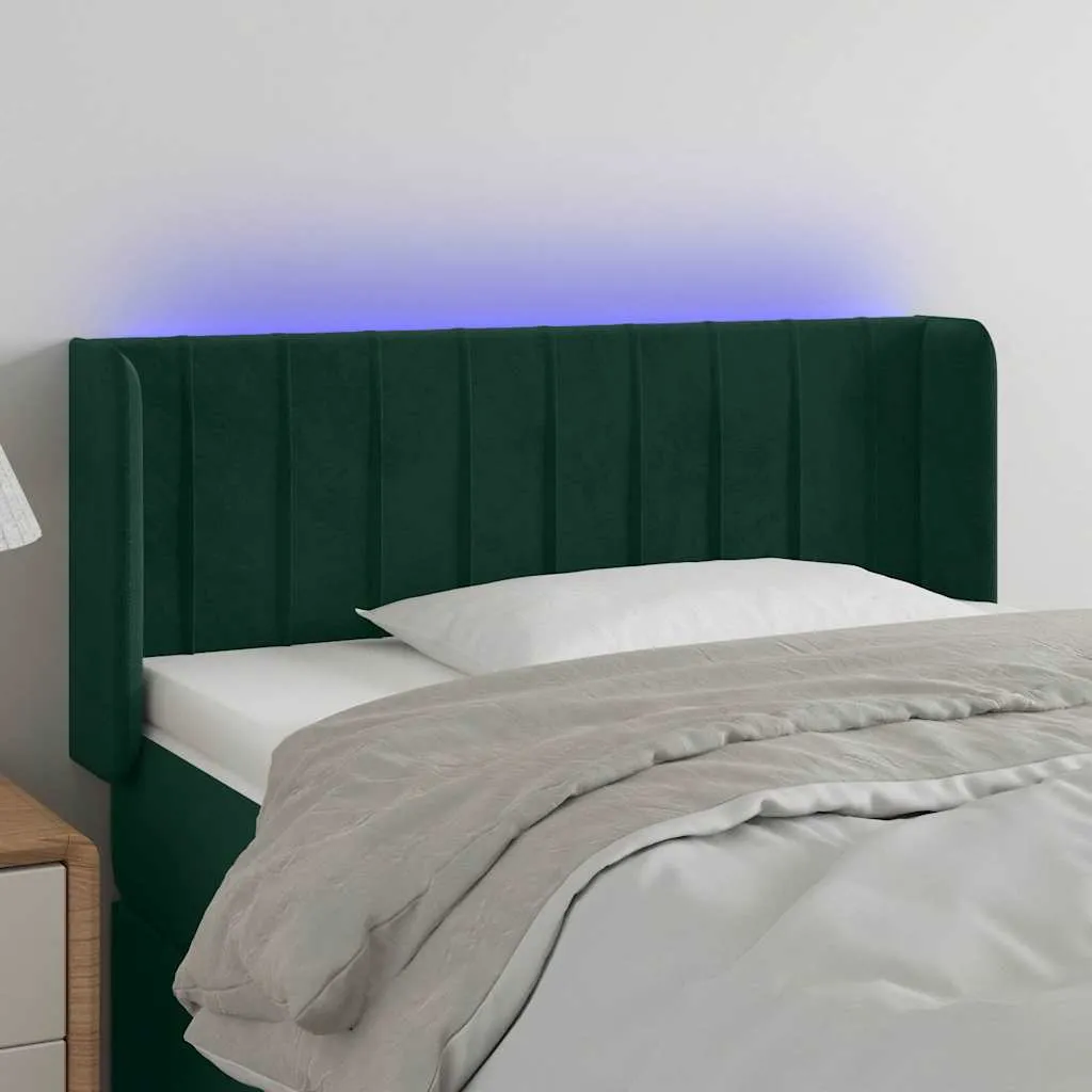 vidaXL LED uzglavlje tamnozeleno 93x16x78/88 cm baršunasto - Venlo