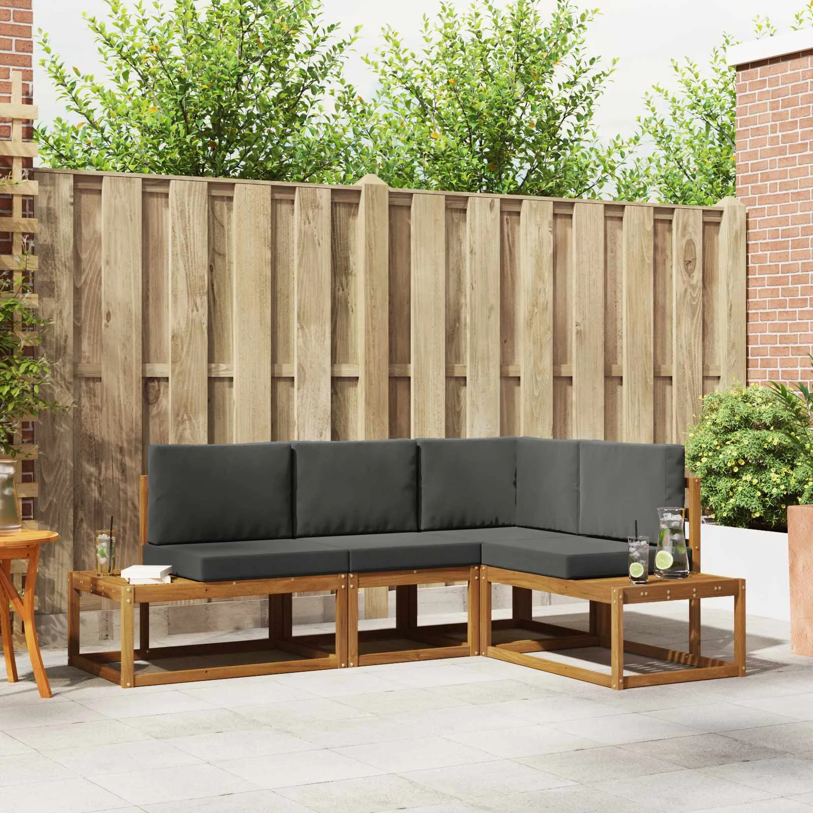 vidaXL 4 kom. Set vanjskih sofa Čvrsto drvo akacije i poliester - Venlo