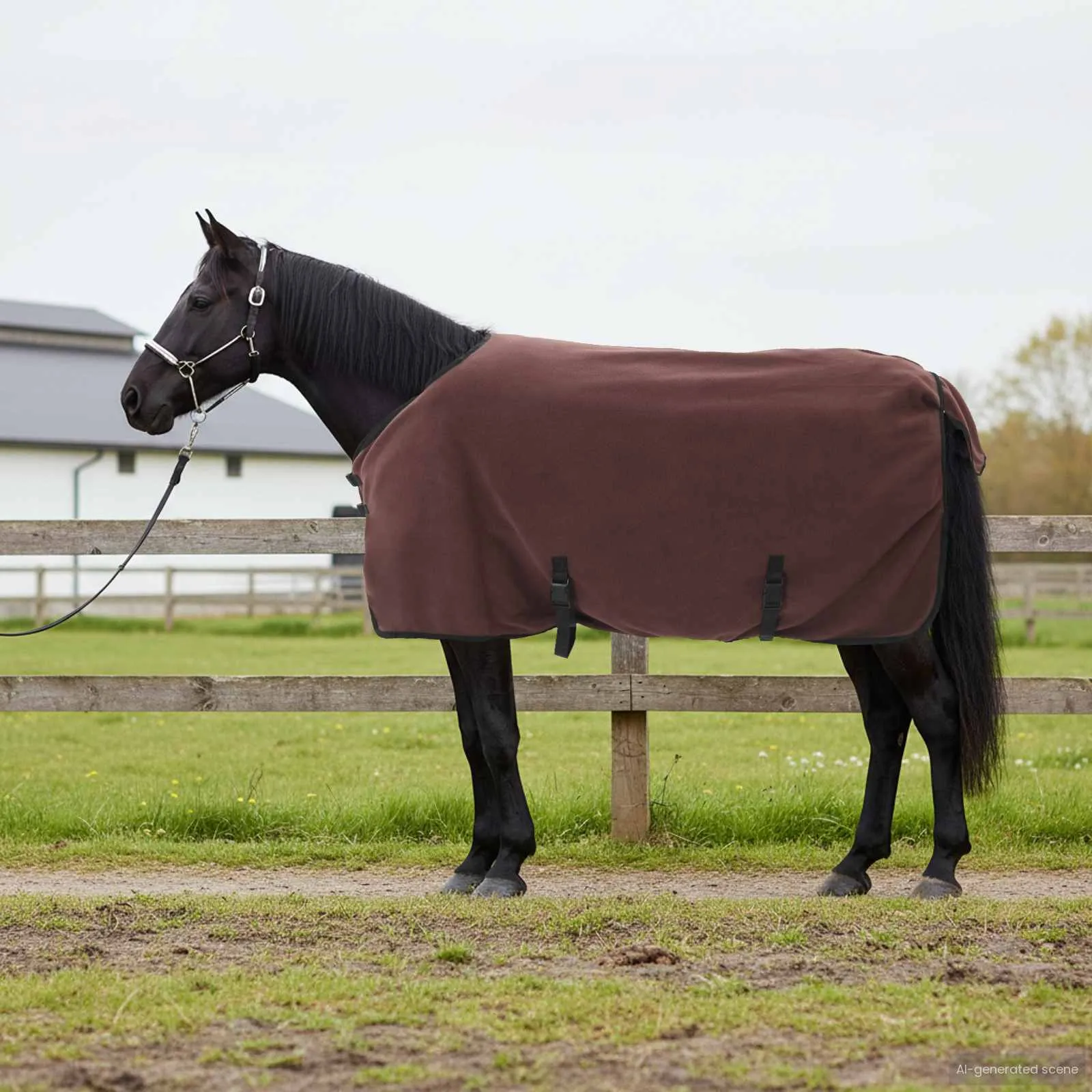 vidaxl pokrivač za konje puni tamnosmeđi 105 cm poliester fleece - slika 1