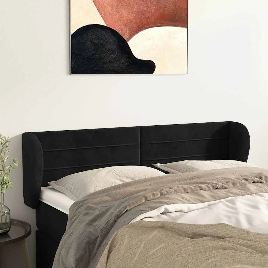 vidaXL Uzglavlje s ušima crno 147x23x78/88 cm baršunasto - Venlo