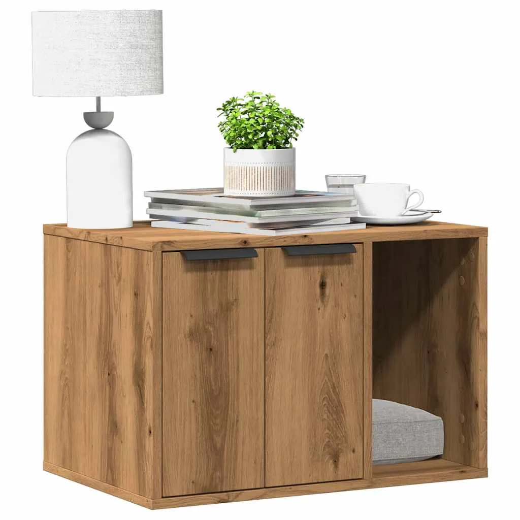 vidaxl kutija z mačji pijesak boja hrasta 60x40x40cm konstruirano drvo - slika 1