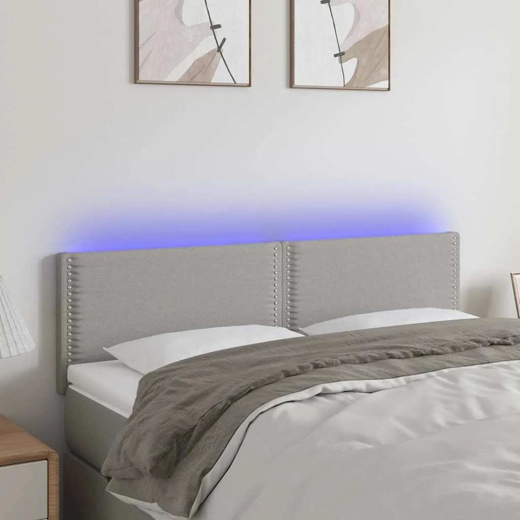vidaXL LED uzglavlje svjetlosivo 144 x 5 x 78/88 cm od tkanine - Venlo