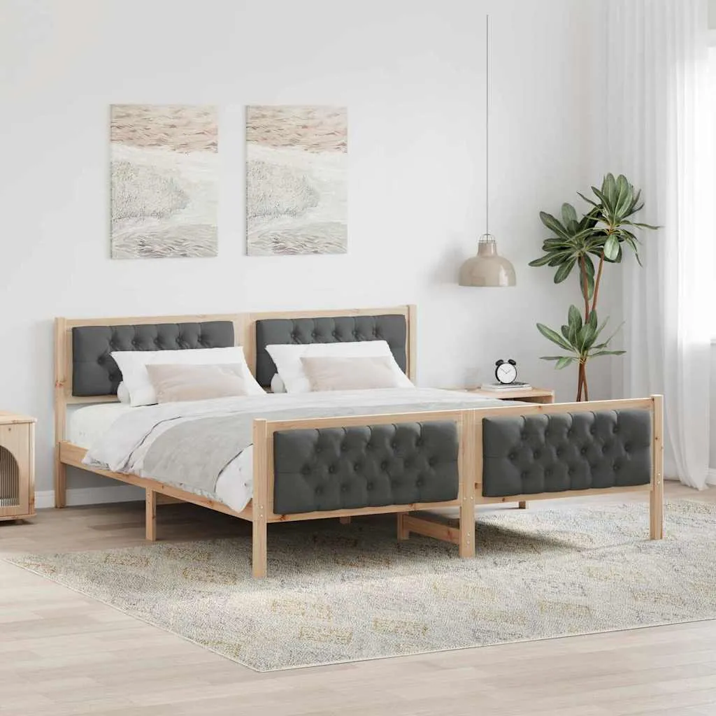 vidaXL Krevetna konstrukcija s uzglavljem Tamno siva 180 x 200 cm - Venlo