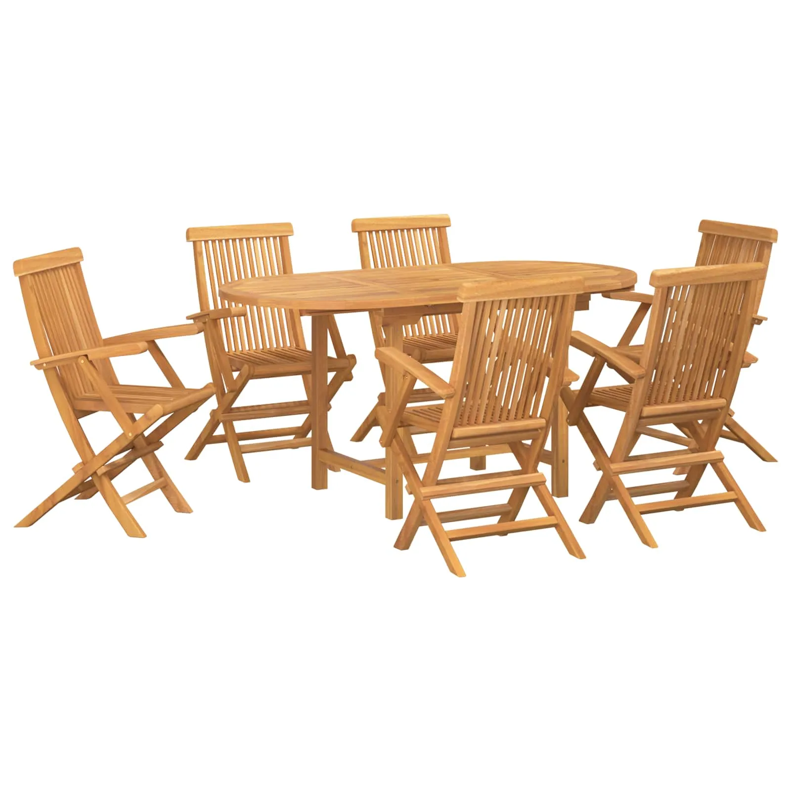 vidaXL Vrtni set za objed 7 kom. Smeđa Čvrsto teak drvo - Venlo
