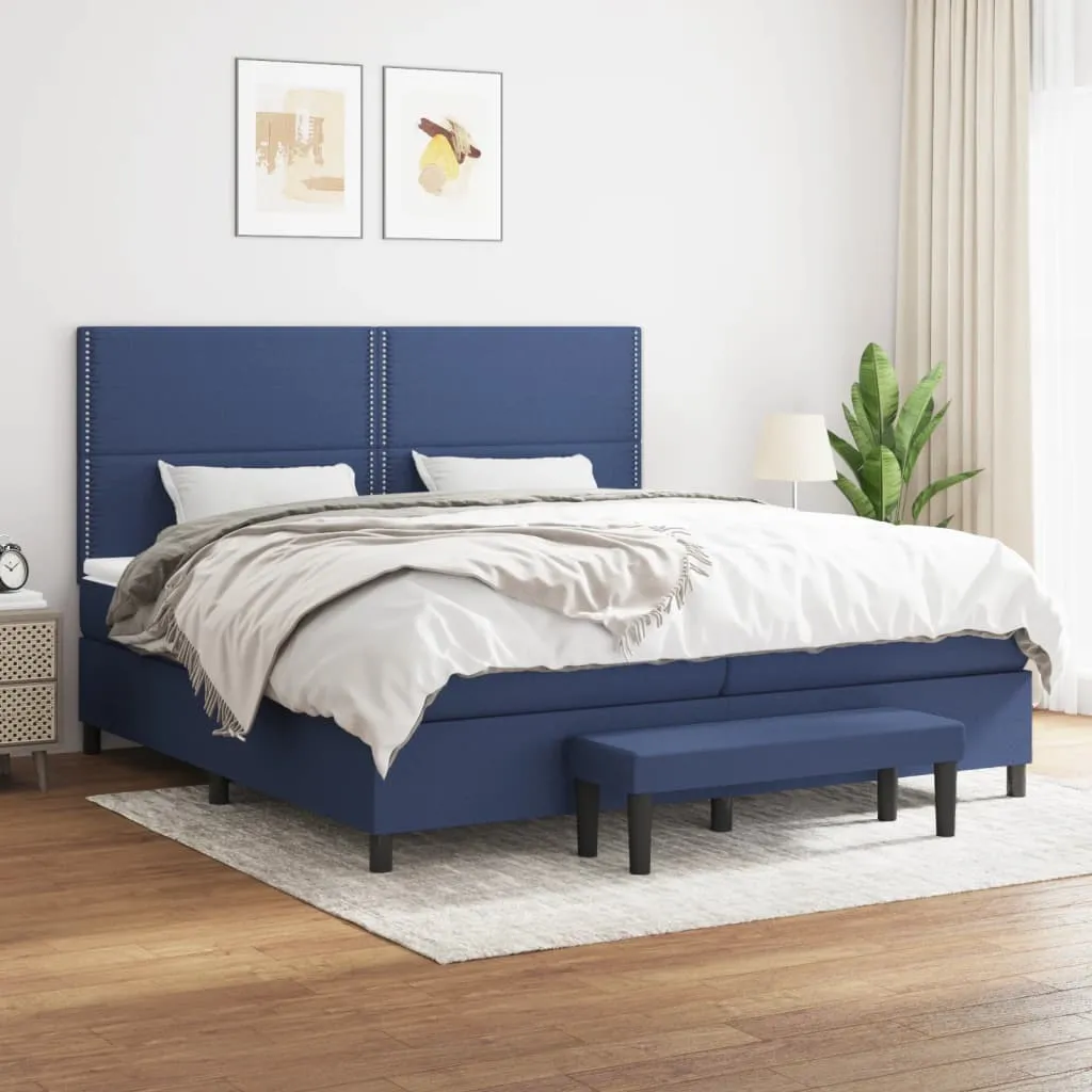 vidaXL Krevet s oprugama i madracem plavi 200 x 200 cm od tkanine - Venlo