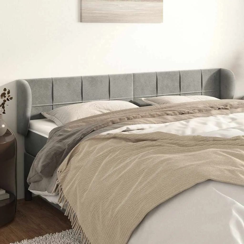 vidaXL Uzglavlje s ušima svjetlosivo 183x23x78/88 cm baršunasto - Venlo