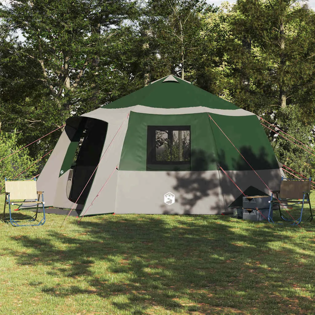 vidaxl šator za kabinu 12 osoba zelena i siva 500 x 500 x 294 cm - slika 1
