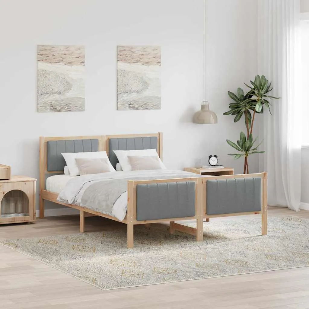 vidaXL Okvir kreveta s uzglavljem Smeđa i svijetlo siva 140 x 200 cm - Venlo