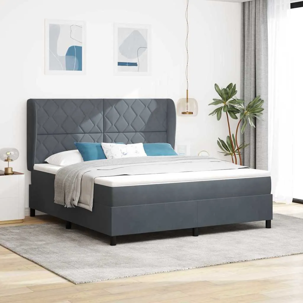 vidaXL Krevet s opruga kutije Tamno siva 200 x 180 cm Baršun - Venlo