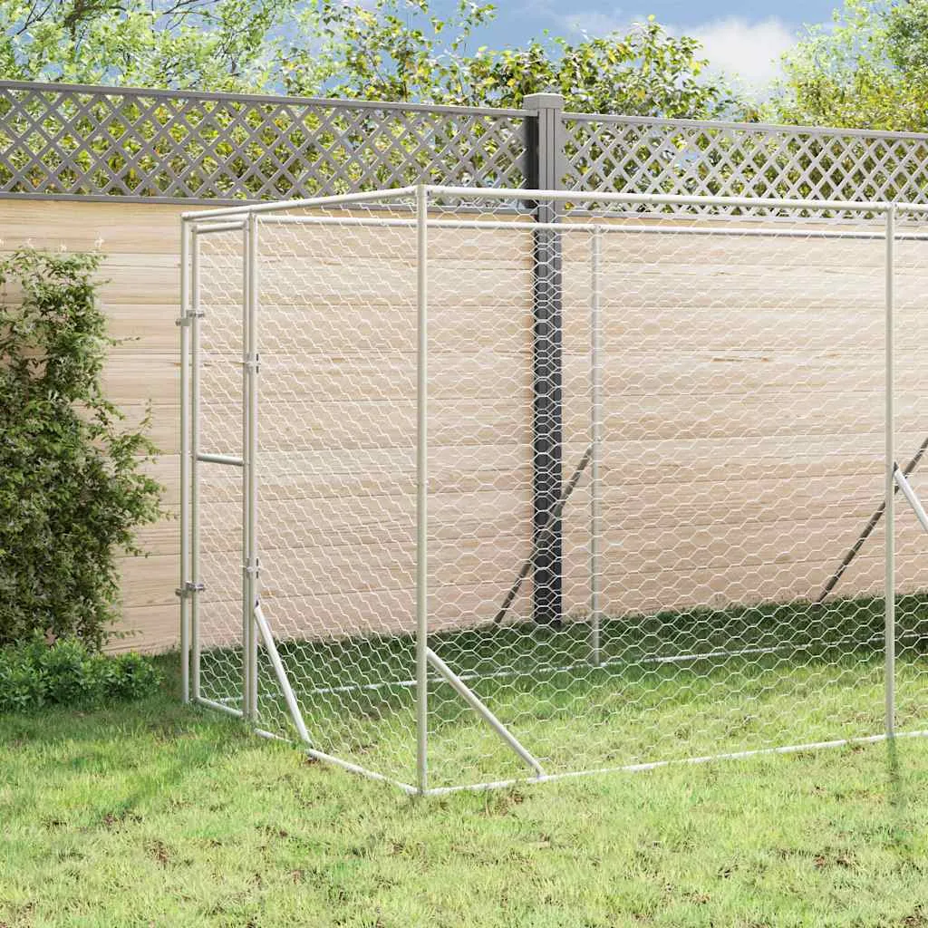 vidaxl vanjski kavez za pse s krovom srebrni 2x6x2,5 m pocinčani čelik - slika 1