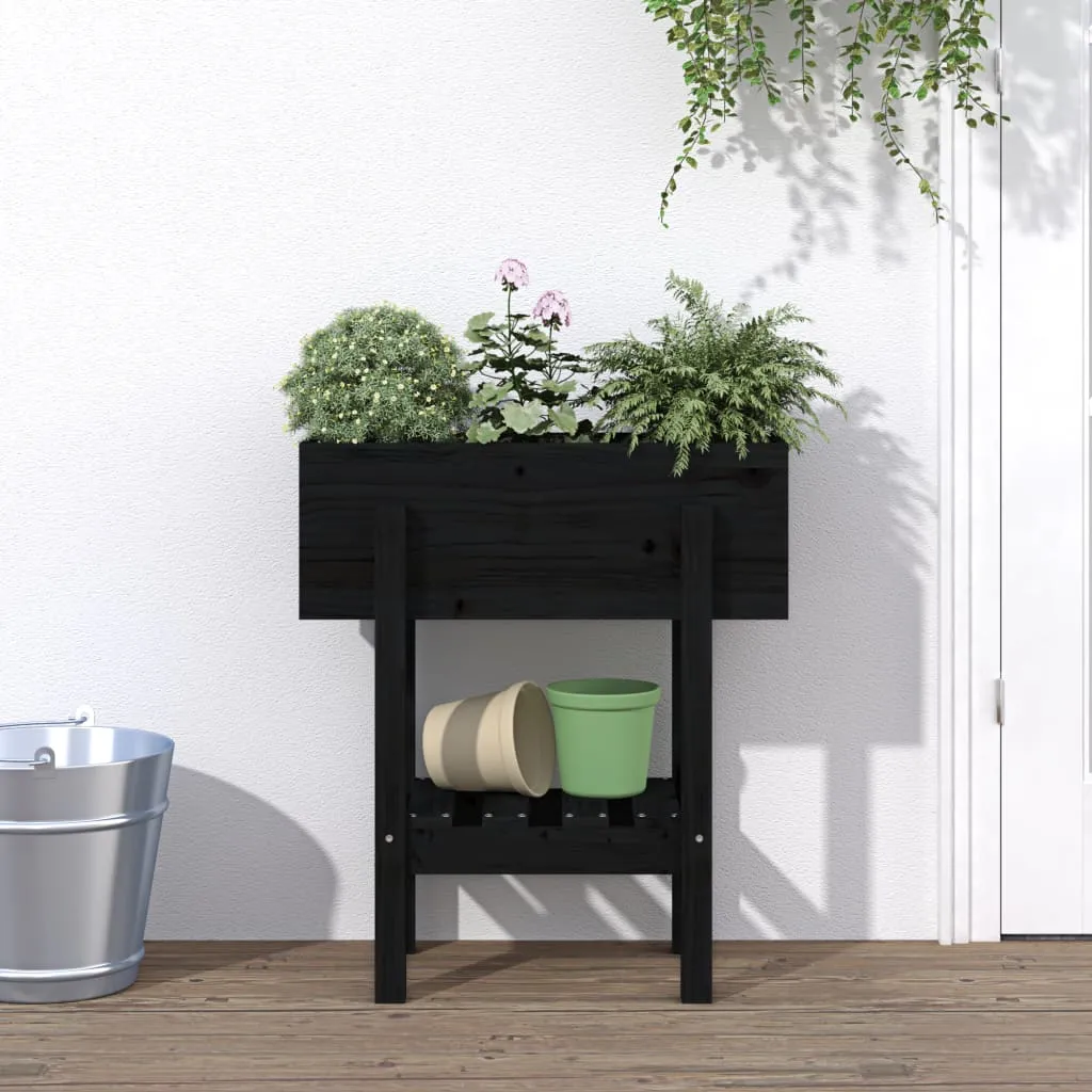 vidaXL Vrtna sadilica crna 62 x 30 x 69 cm od masivne borovine - Venlo