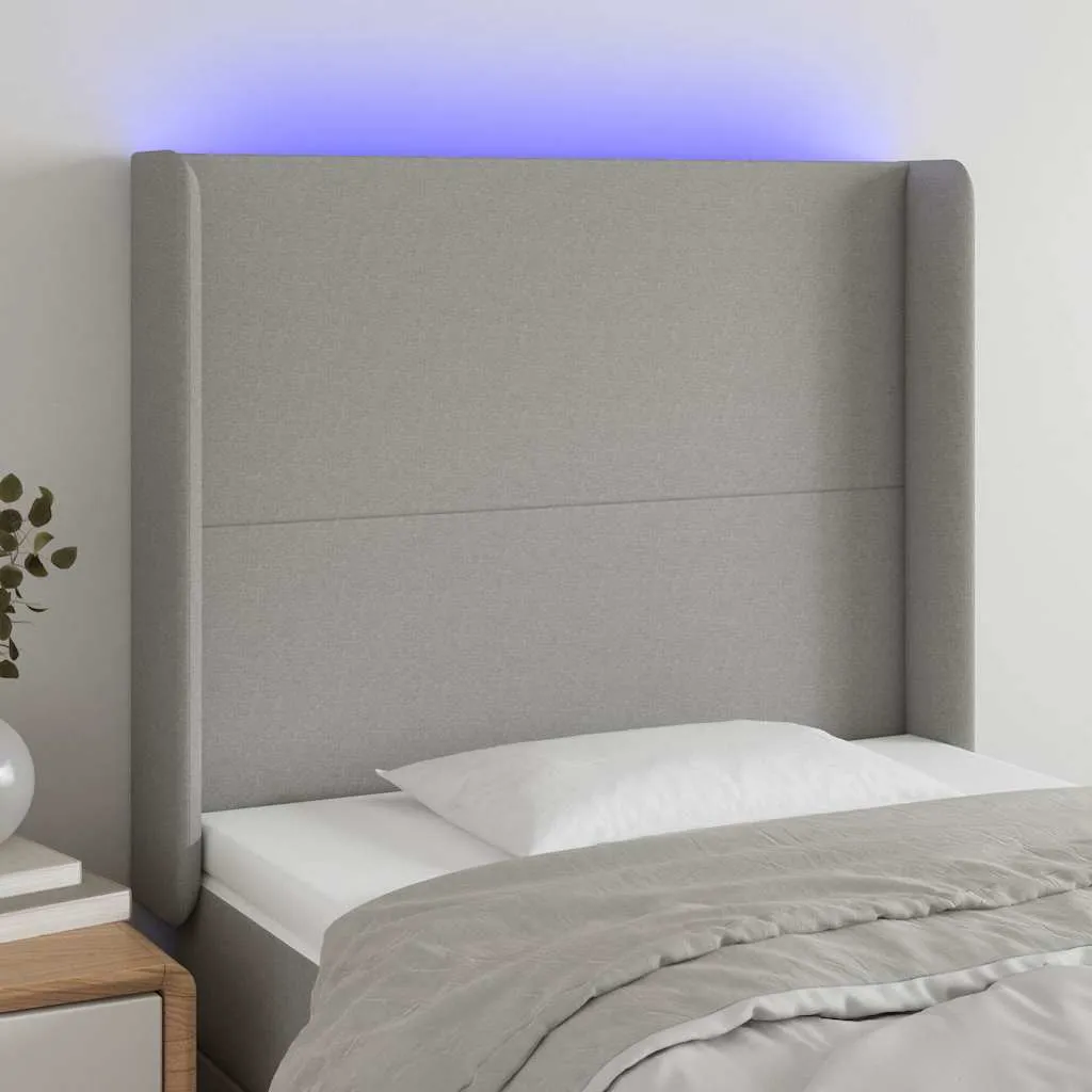 vidaXL LED uzglavlje svjetlosivo 93 x 16 x 118/128 cm od tkanine - Venlo