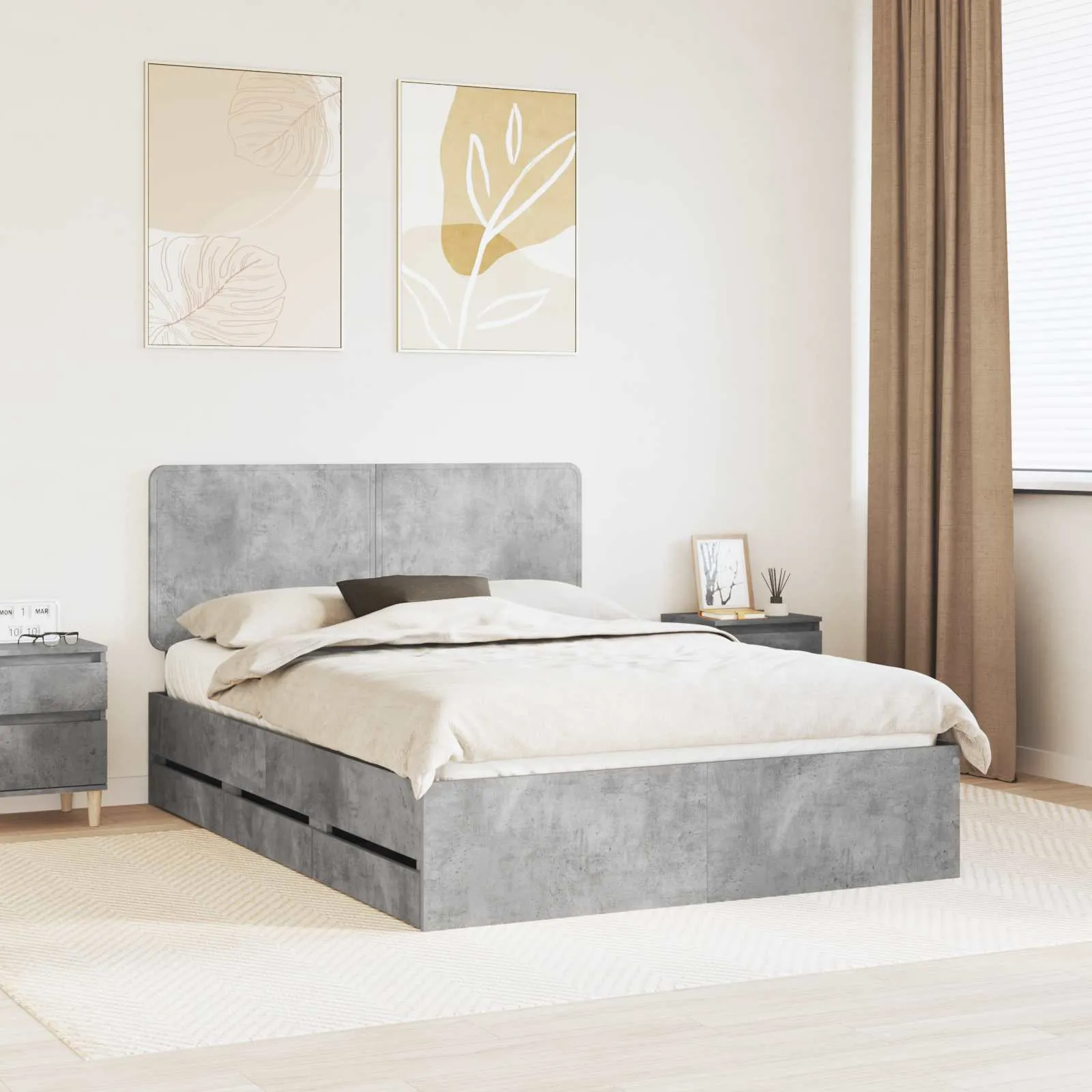 vidaXL Krevetna konstrukcija s ladicama Betonski sivi 140 x 200 cm - Venlo