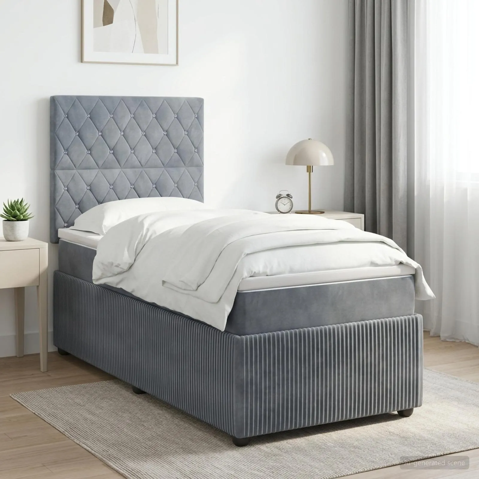 vidaXL Boxspring krevet s madracem Tamnosiva 80 x 200 cm Baršun - Venlo