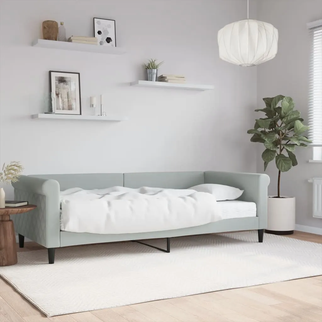 vidaXL Dnevni krevet s madracem svjetlosivi 90 x 200 cm baršunasti - Venlo