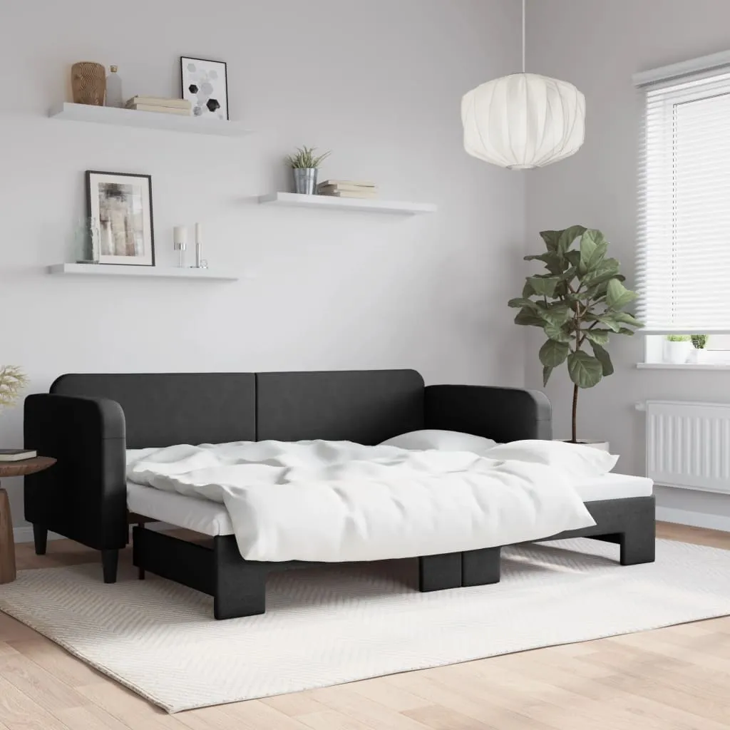 vidaXL Dnevni krevet na razvlačenje crni 80 x 200 cm od tkanine - Venlo