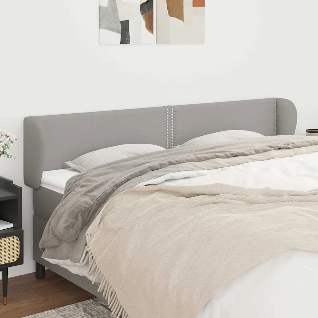 vidaXL Uzglavlje s ušima svjetlosivo 203x23x78/88 cm od tkanine - Venlo