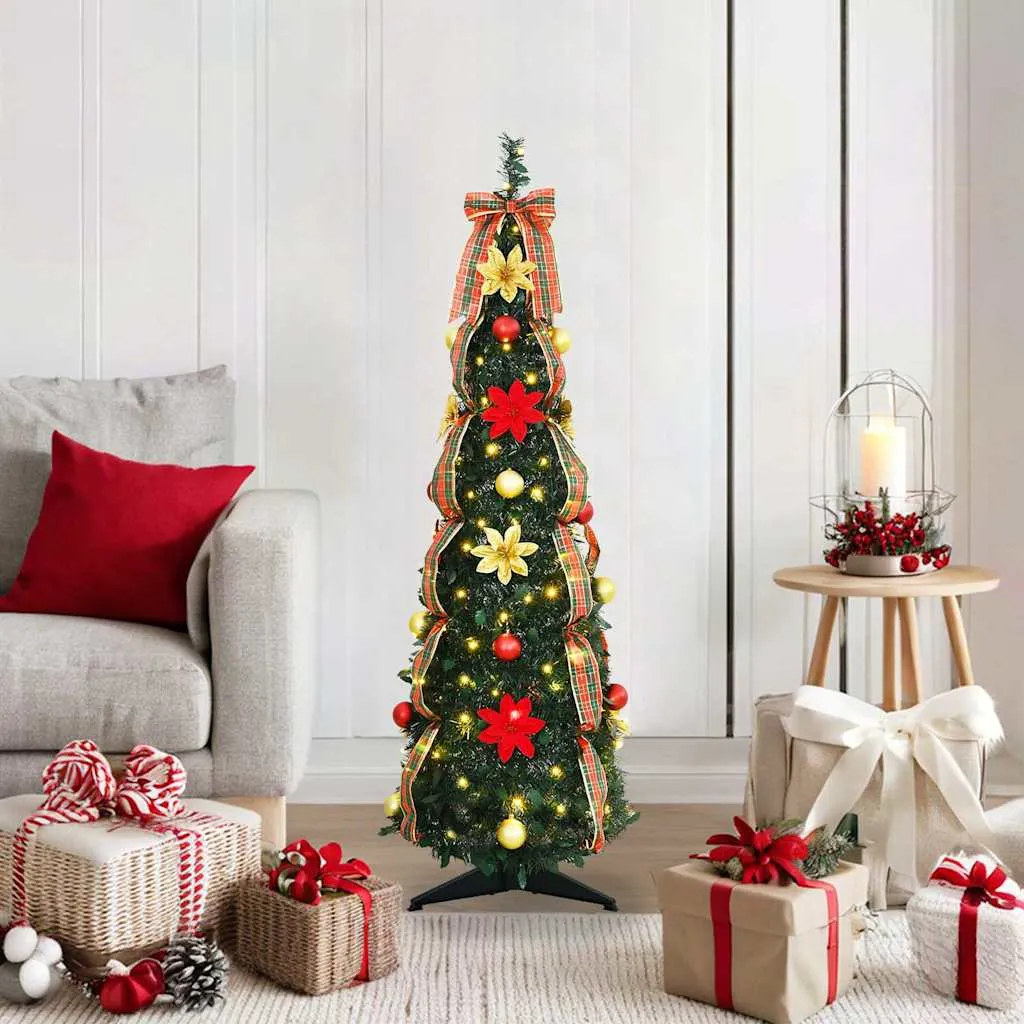 vidaxl umjetno božićno drvce s 50 led svjetlima zelena 125 cm pvc - slika 1