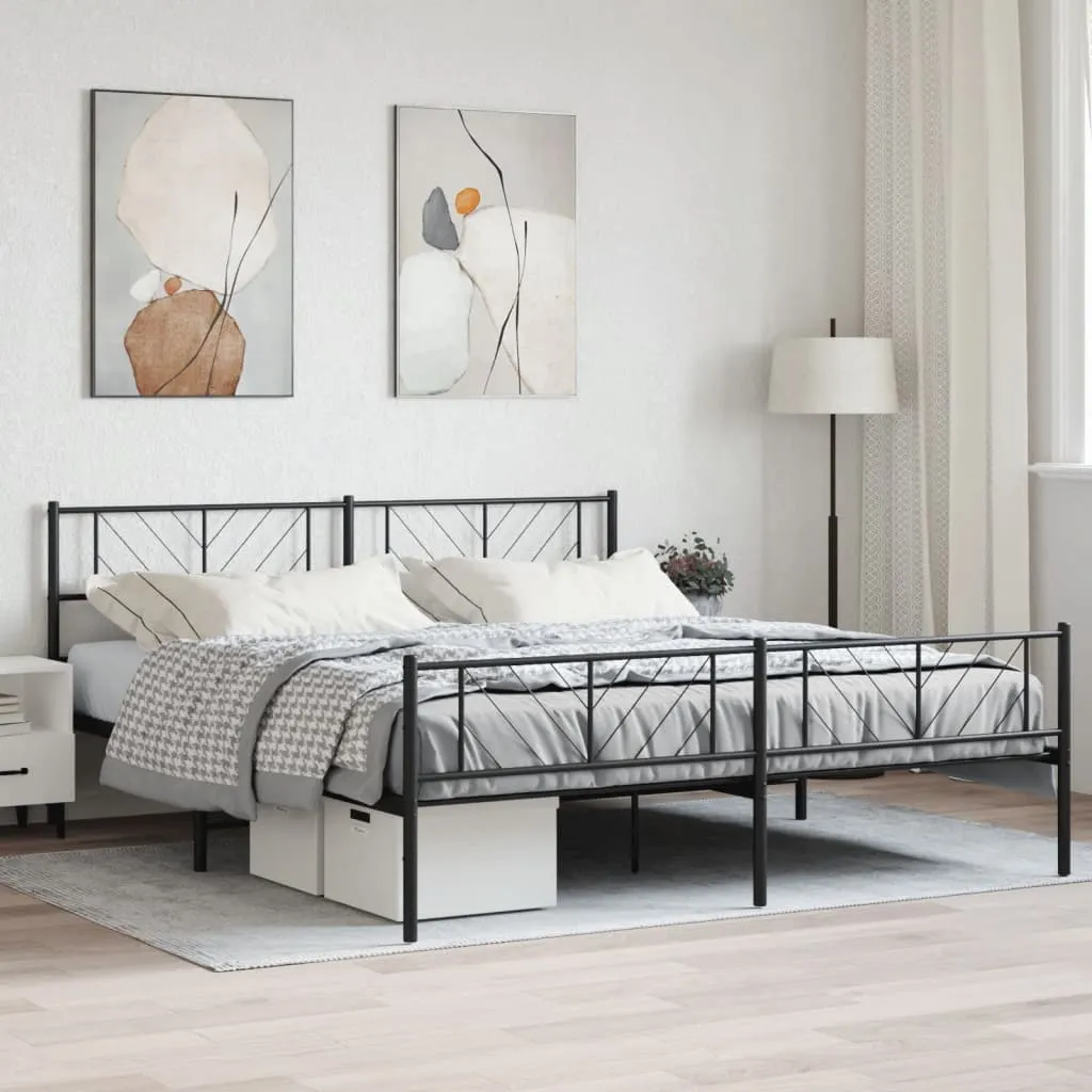 vidaXL Metalni okvir krevet bez madraca s podnožjem crni 180x200 cm - Venlo