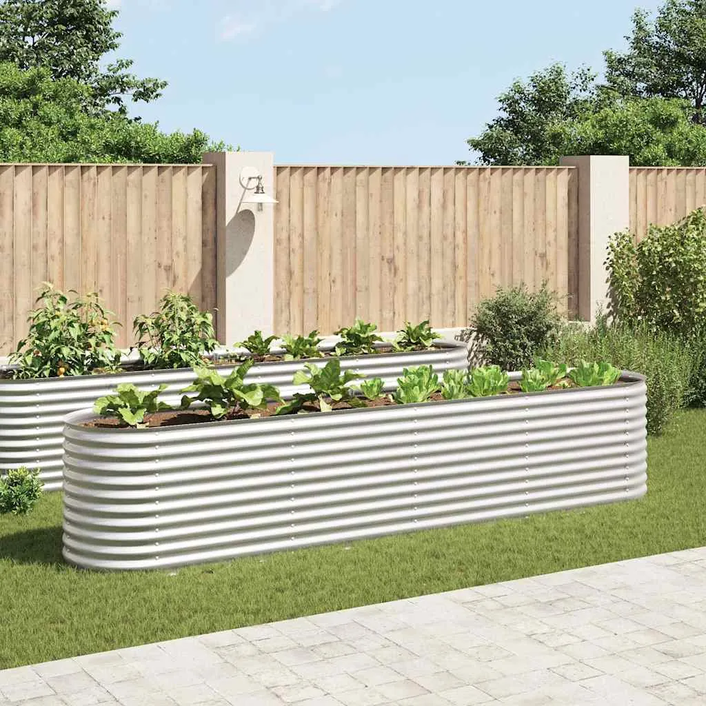 vidaXL Vrtna sadilica od pocinčanog čelika 400 x 80 x 81 cm srebrna - Venlo