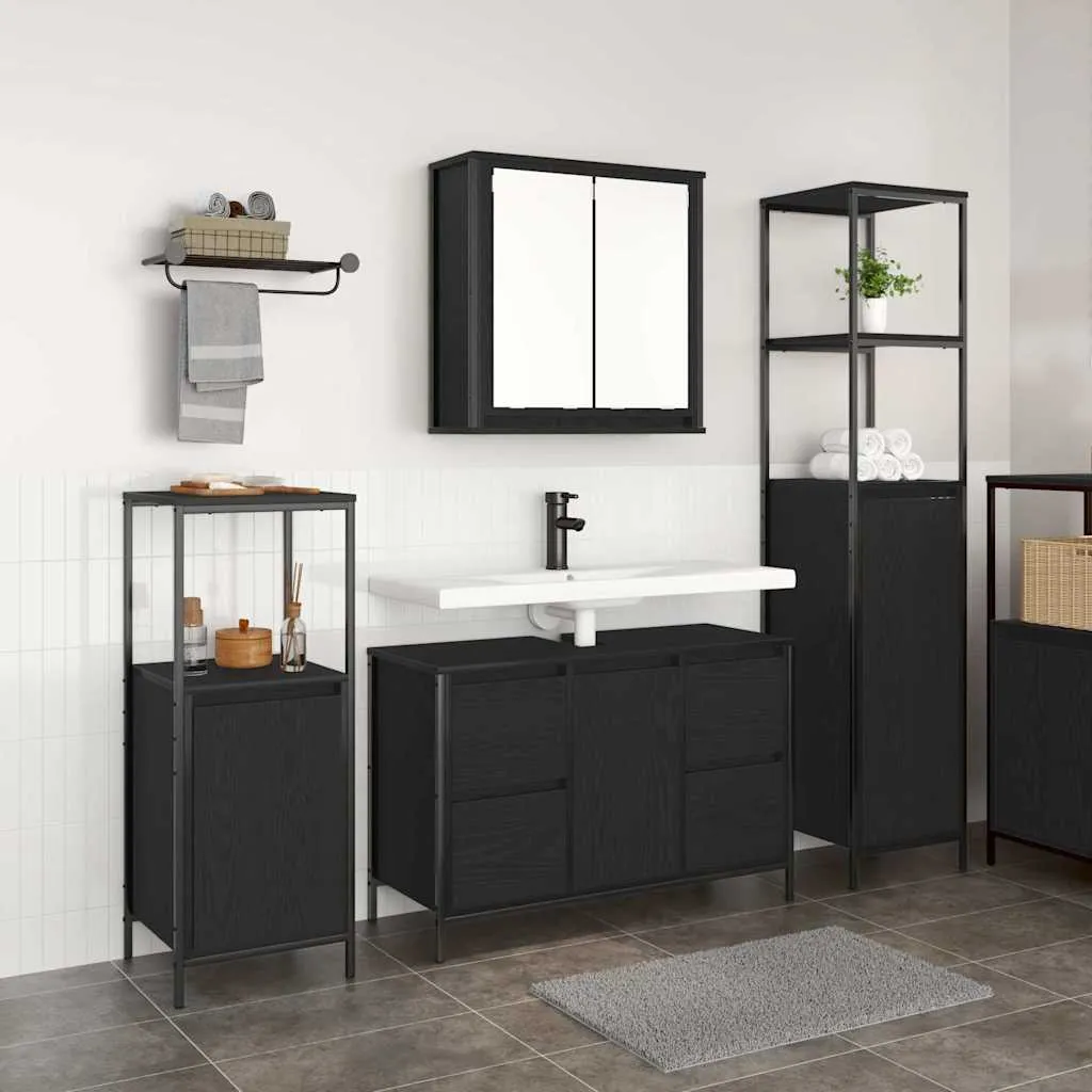 vidaXL Set namještaja za kupaonicu 3 kom. Crni hrast 36 x 35 x 165 cm - Venlo