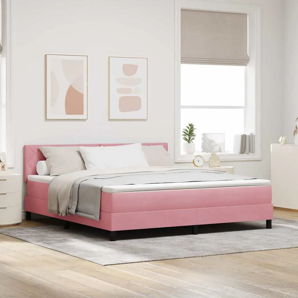 vidaXL Krevet s opruga kutije Ružičasta 180 x 200 cm Baršun - Venlo