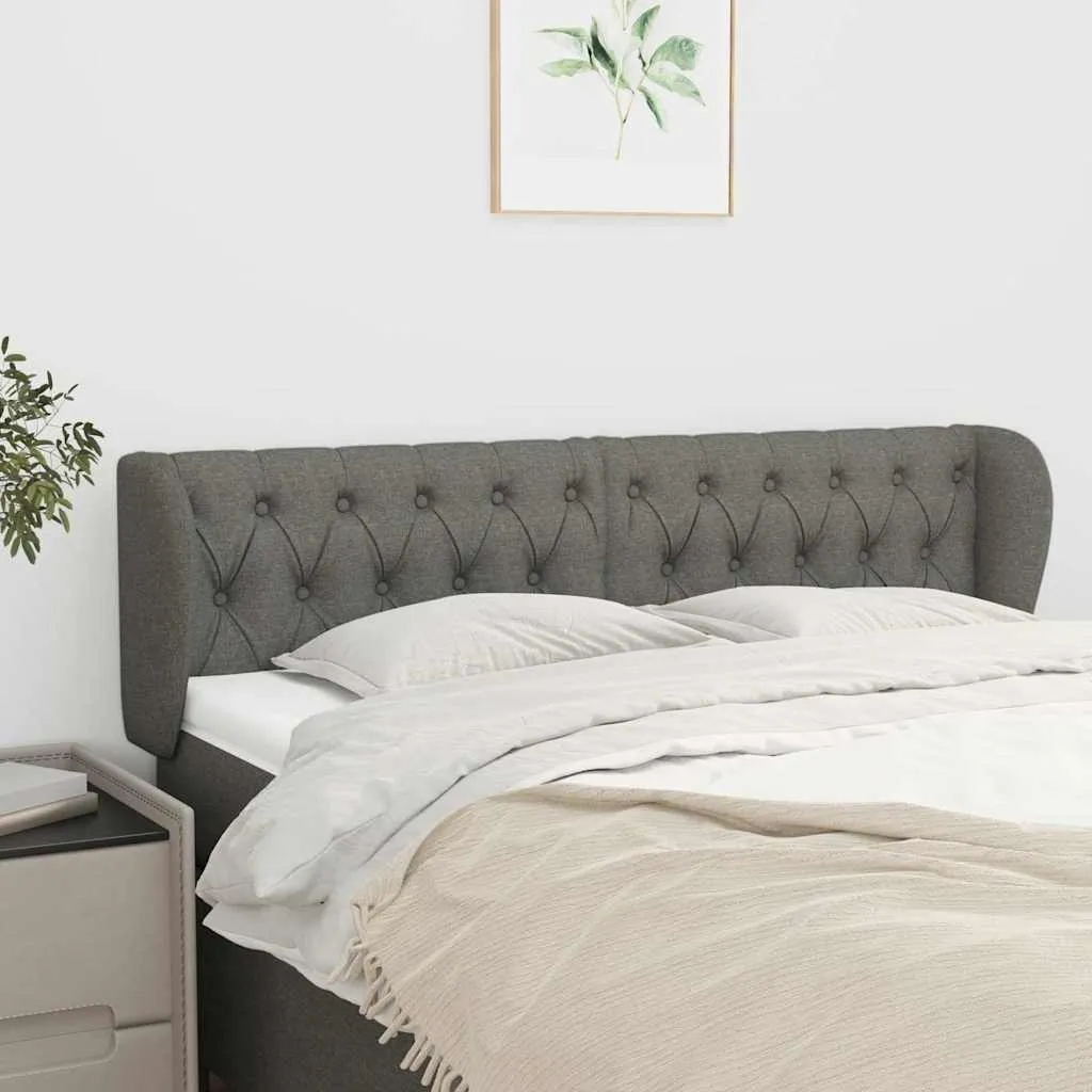 vidaXL Uzglavlje s ušima tamnosivo 147x23x78/88 cm od tkanine - Venlo