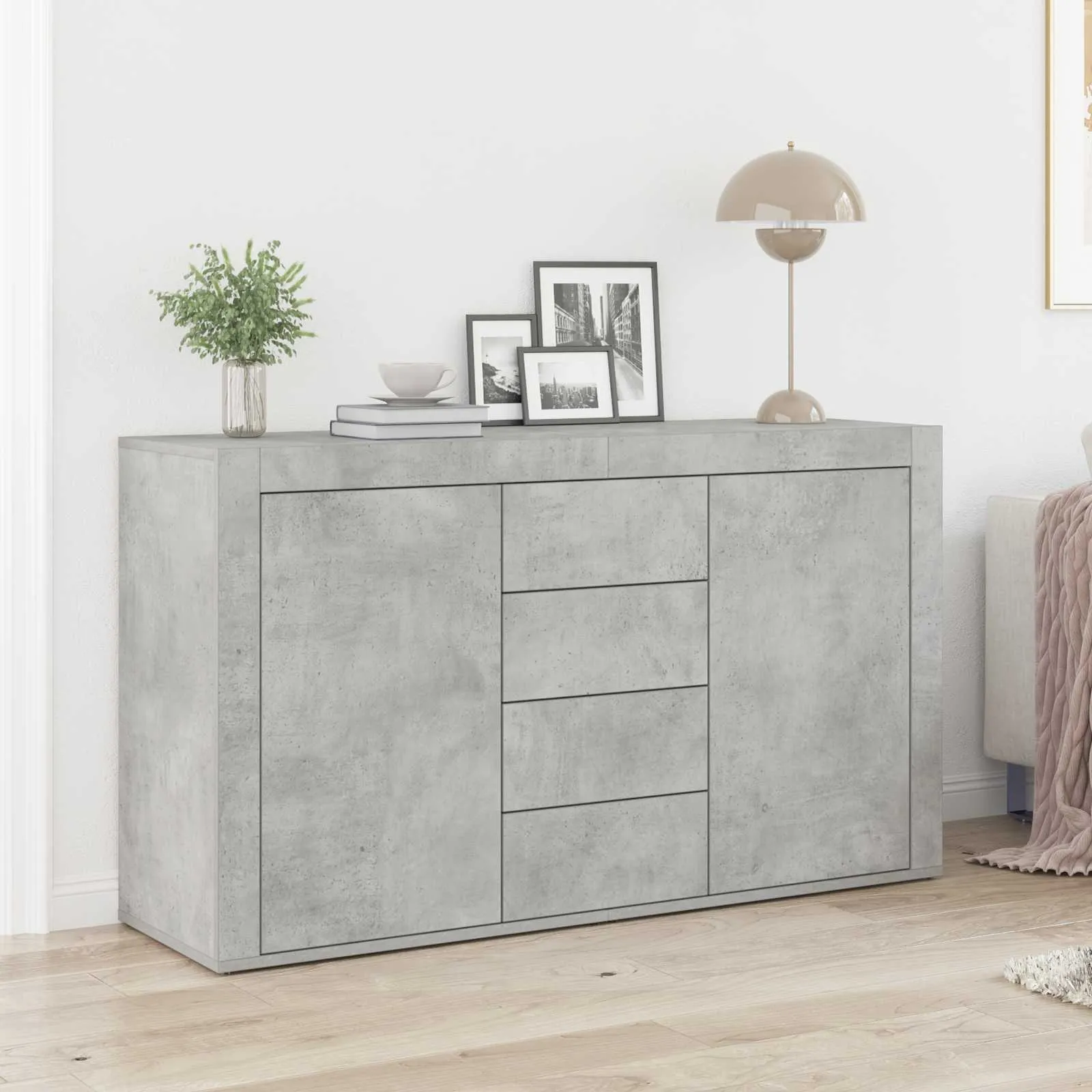 vidaXL Kreveta Betonski sivi 120 x 36 x 69 cm Konstruirano drvo - Venlo