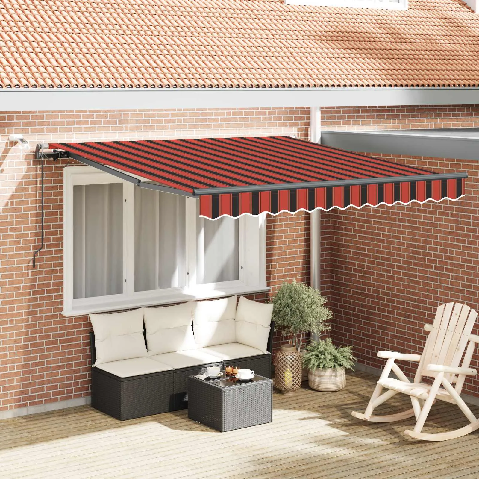vidaXL Povlačivi tende narančasta i smeđa 300 x 250 cm Poliester - Venlo