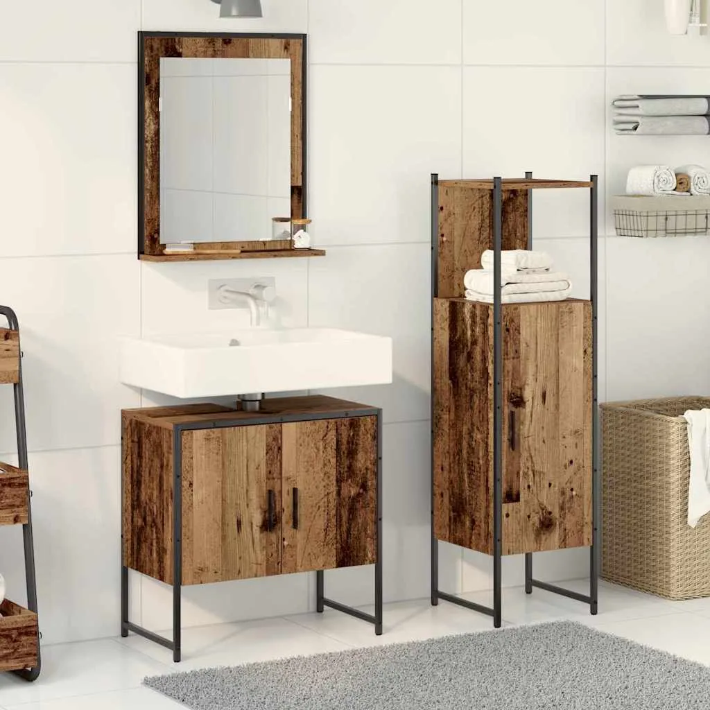 vidaXL Set namještaja za kupaonicu 3 kom. Smeđa 33 x 33 x 102,5 cm - Venlo