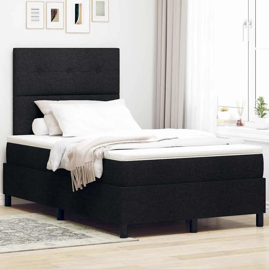 vidaXL Krevet s opruga kutije s uzglavljem Crna 120 x 200 cm tkanina - Venlo