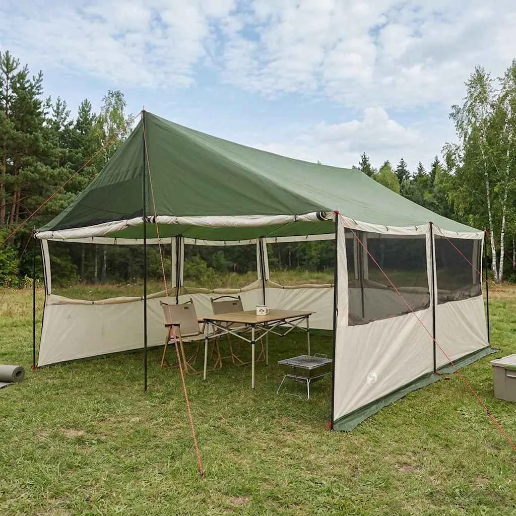 vidaxl obiteljski šator zelena 450 x 400 x 265 cm poliester i čelik - slika 1