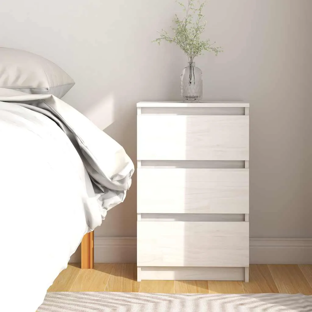 vidaXL Noćni ormarić bijeli 40 x 29,5 x 64 cm od masivne borovine - Venlo