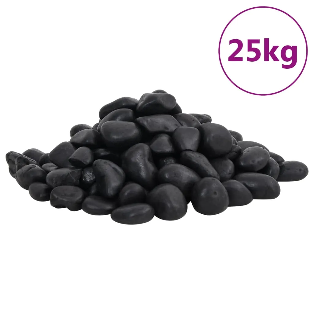 vidaxl polirani kamenčići 25 kg crni 2 - 5 cm - slika 1