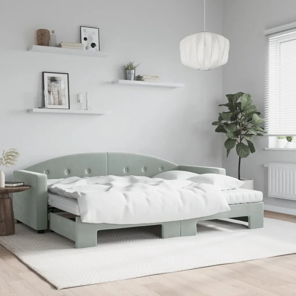 vidaXL Dnevni krevet na razvlačenje svjetlosivi 80 x 200 cm baršunasti - Venlo