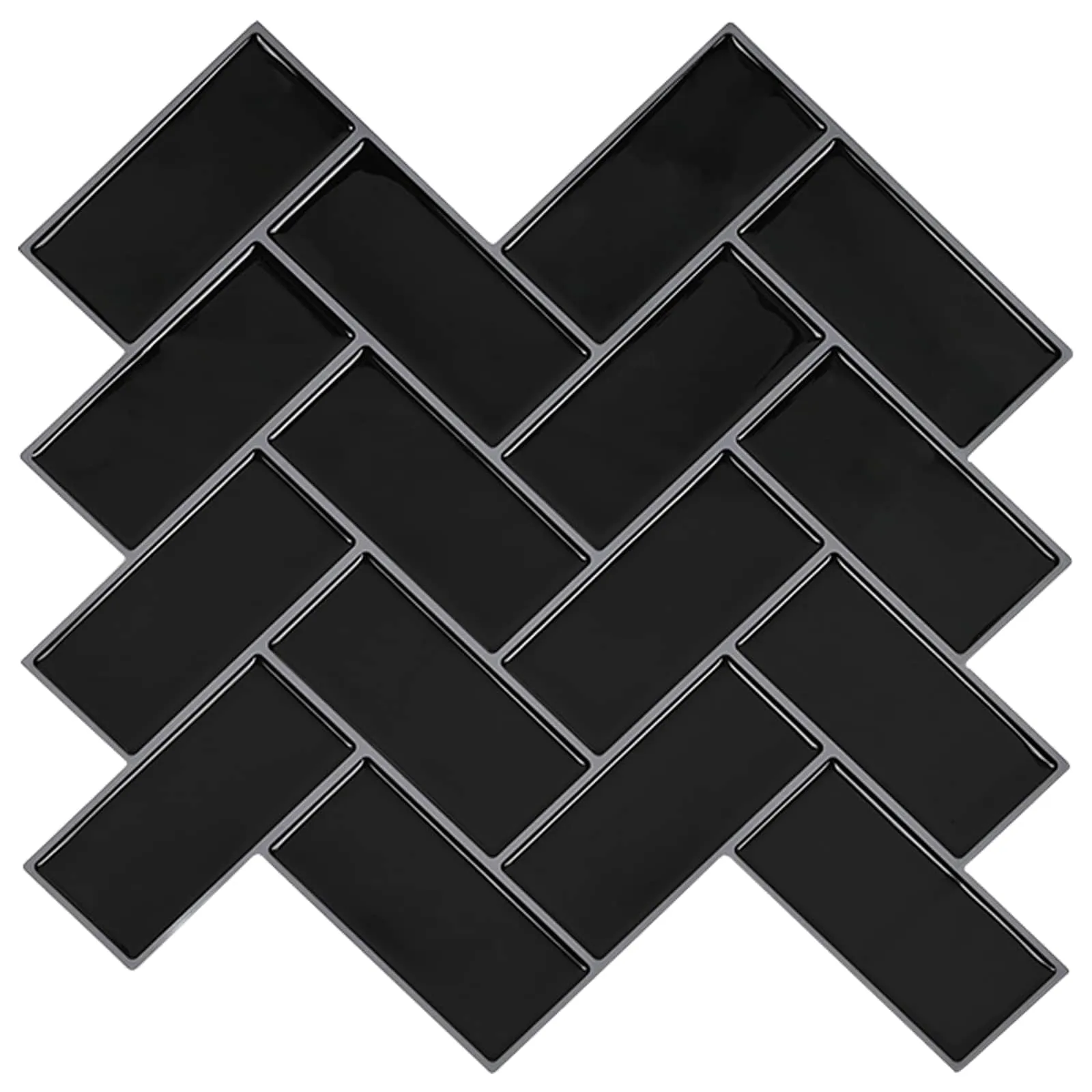 vidaxl pločica riblja kost 10 kom. crna 30 x 30 cm poliuretan i pet - slika 1