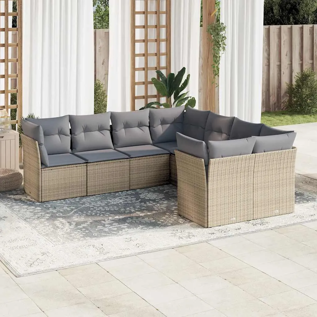 vidaXL 8-dijelni set vrtnih sofa od poliratana s jastucima bež - Venlo