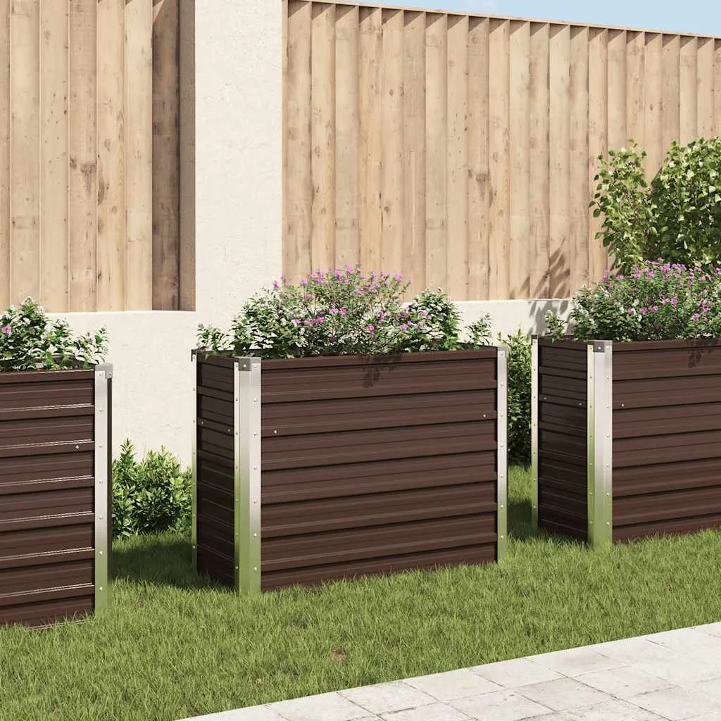 vidaXL Povišena vrtna gredica smeđa 100 x 40 x 77 cm pocinčani čelik - Venlo