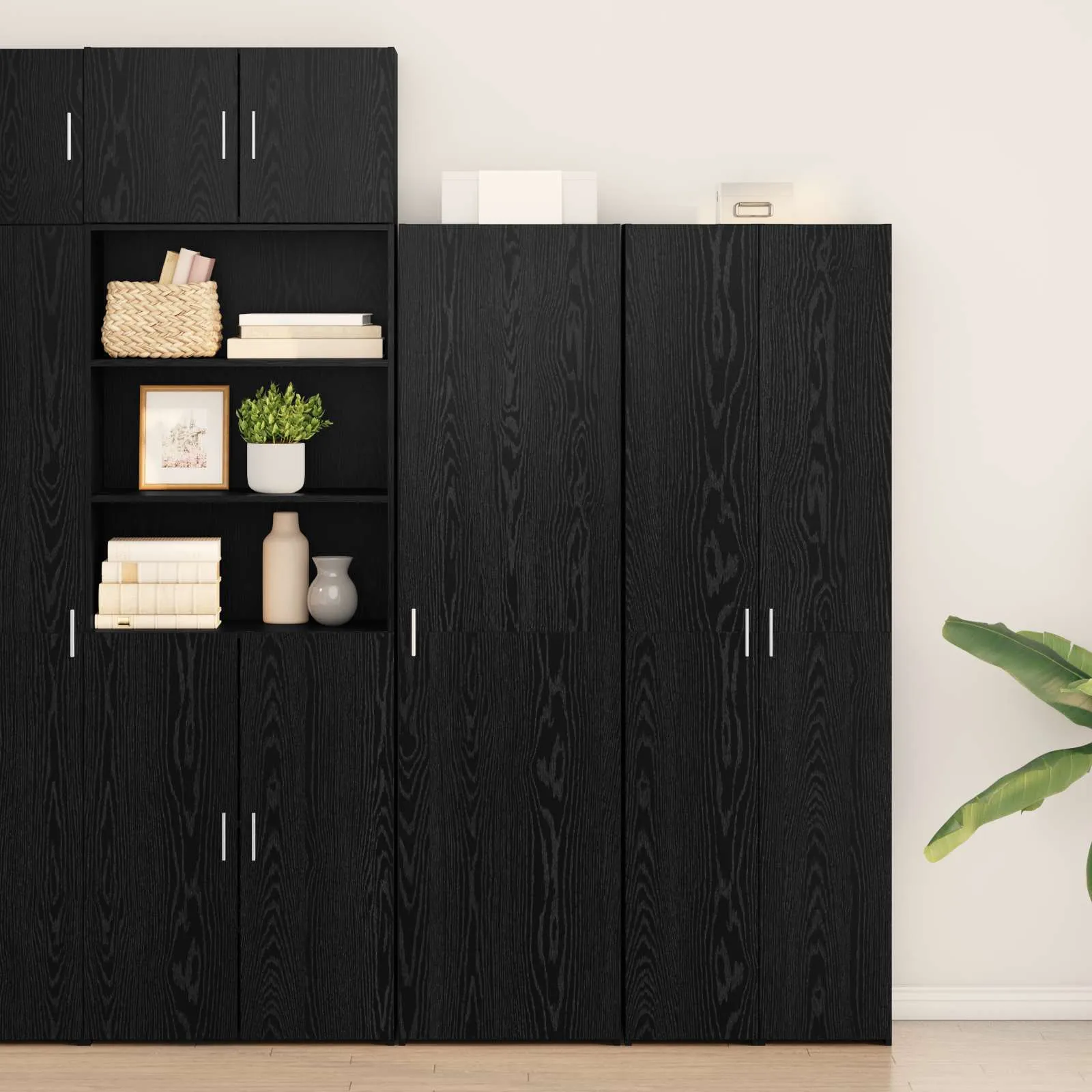 vidaXL Highboard Crni hrast 50 x 42,5 x 185 cm - Venlo