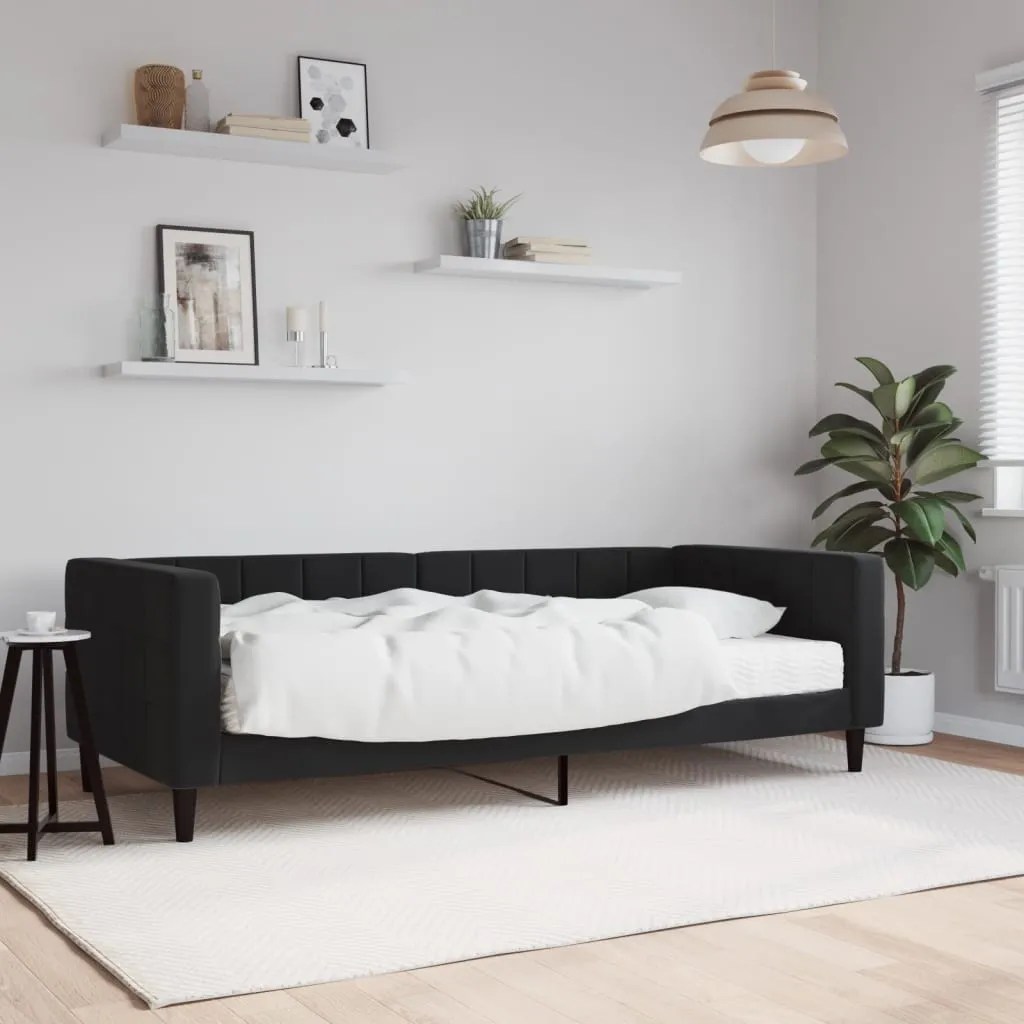 vidaXL Dnevni krevet s madracem crni 90 x 200 cm baršunasti - Venlo