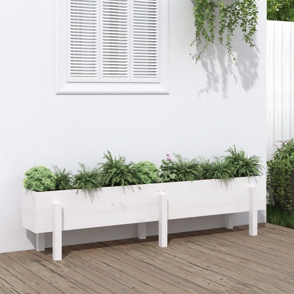 vidaXL Povišena vrtna gredica bijela 160 x 30 x 38 cm masivna borovina - Venlo