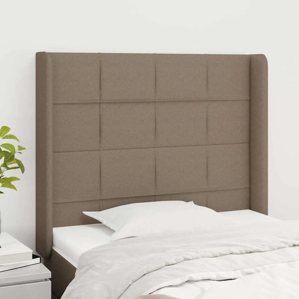 vidaXL Uzglavlje s ušima smeđesivo 93x16x118/128 cm od tkanine - Venlo