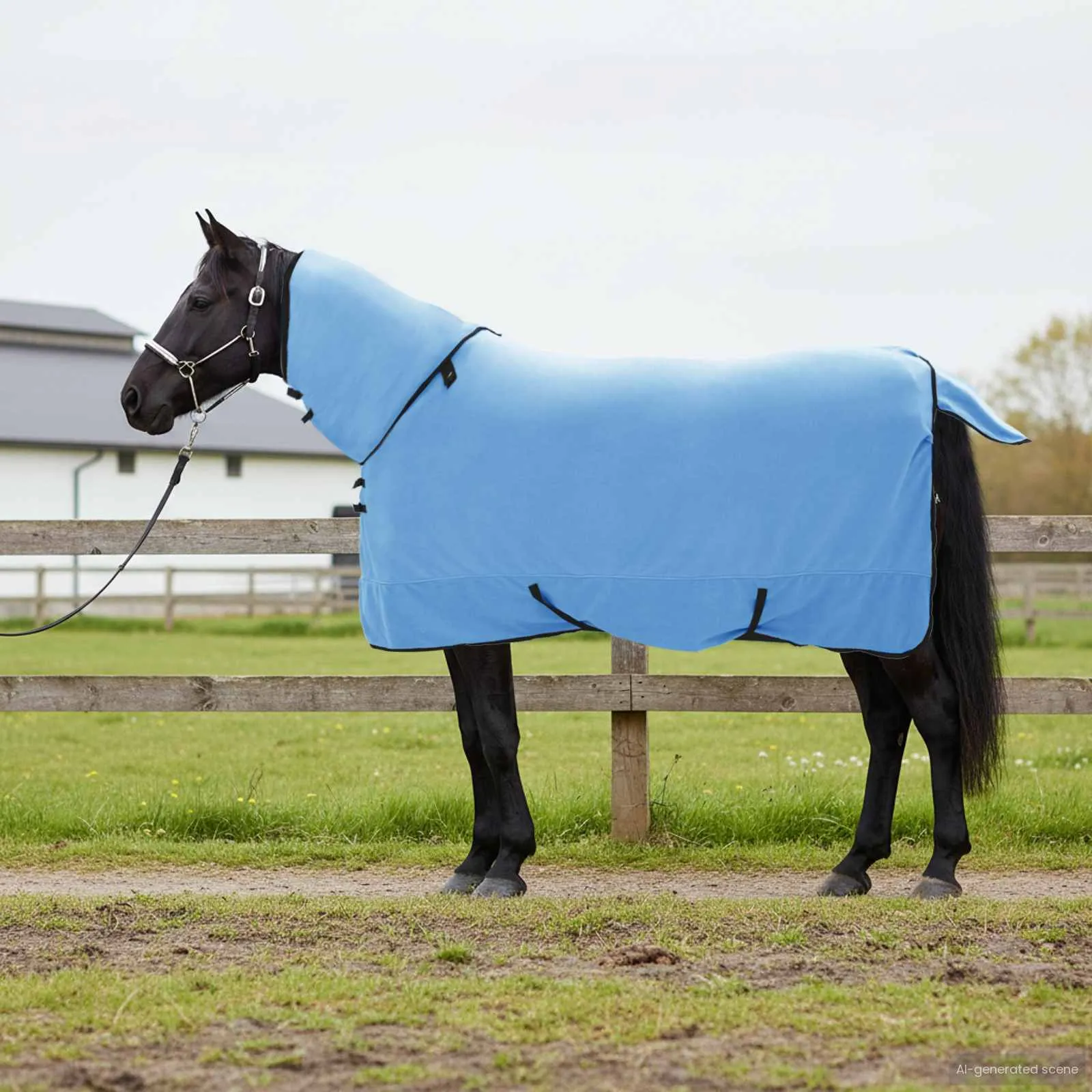 vidaxl pokrivač za konje pun aqua 135 cm poliester fleece - slika 1