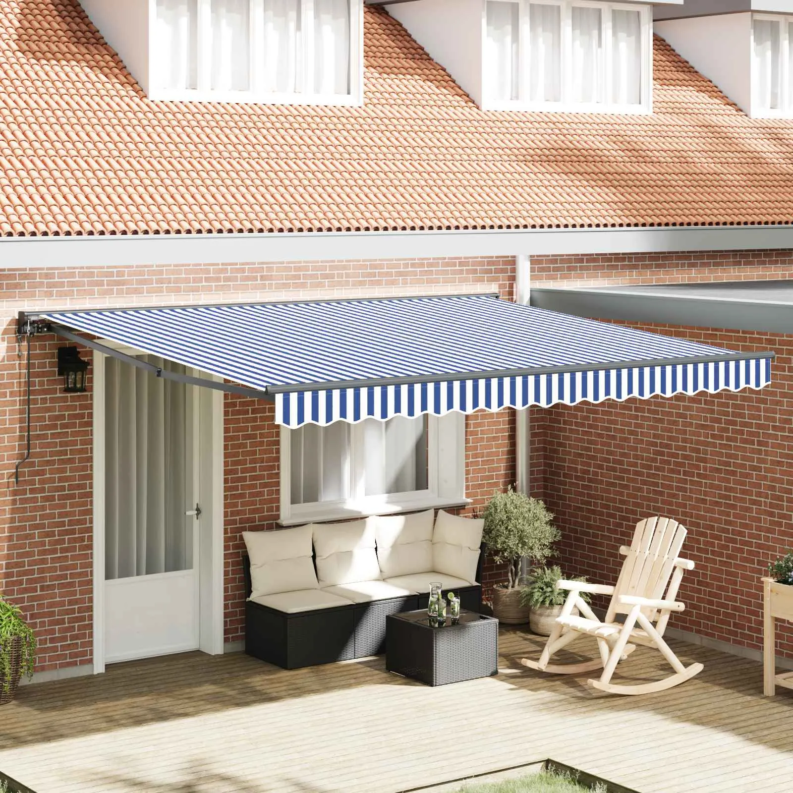 vidaXL Okvir tende Plava i bijela 400 × 300 cm Poliester s PU premazom - Venlo