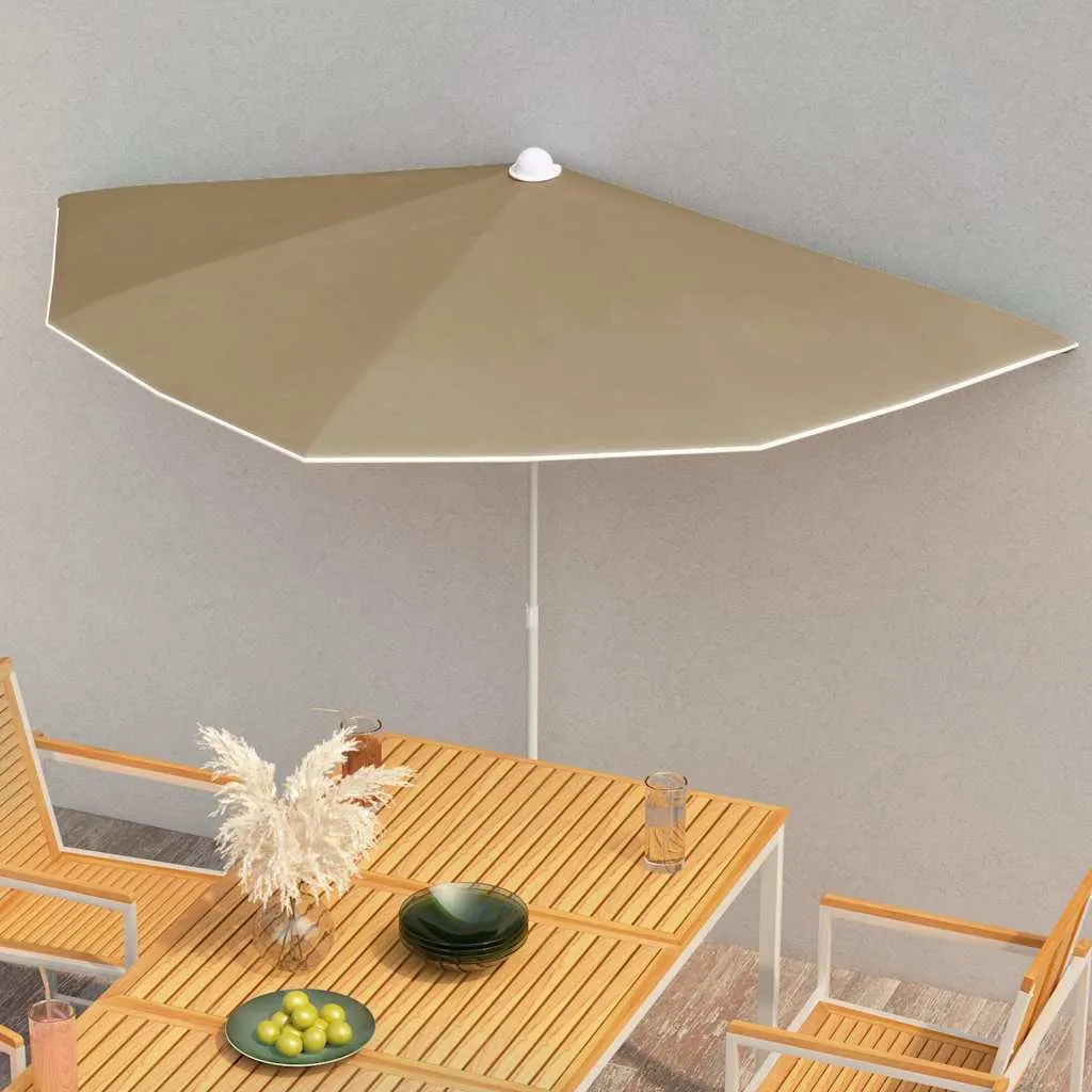 vidaXL Vrtni polukružni suncobran sa stupom 180 x 90 smeđesivi - Venlo