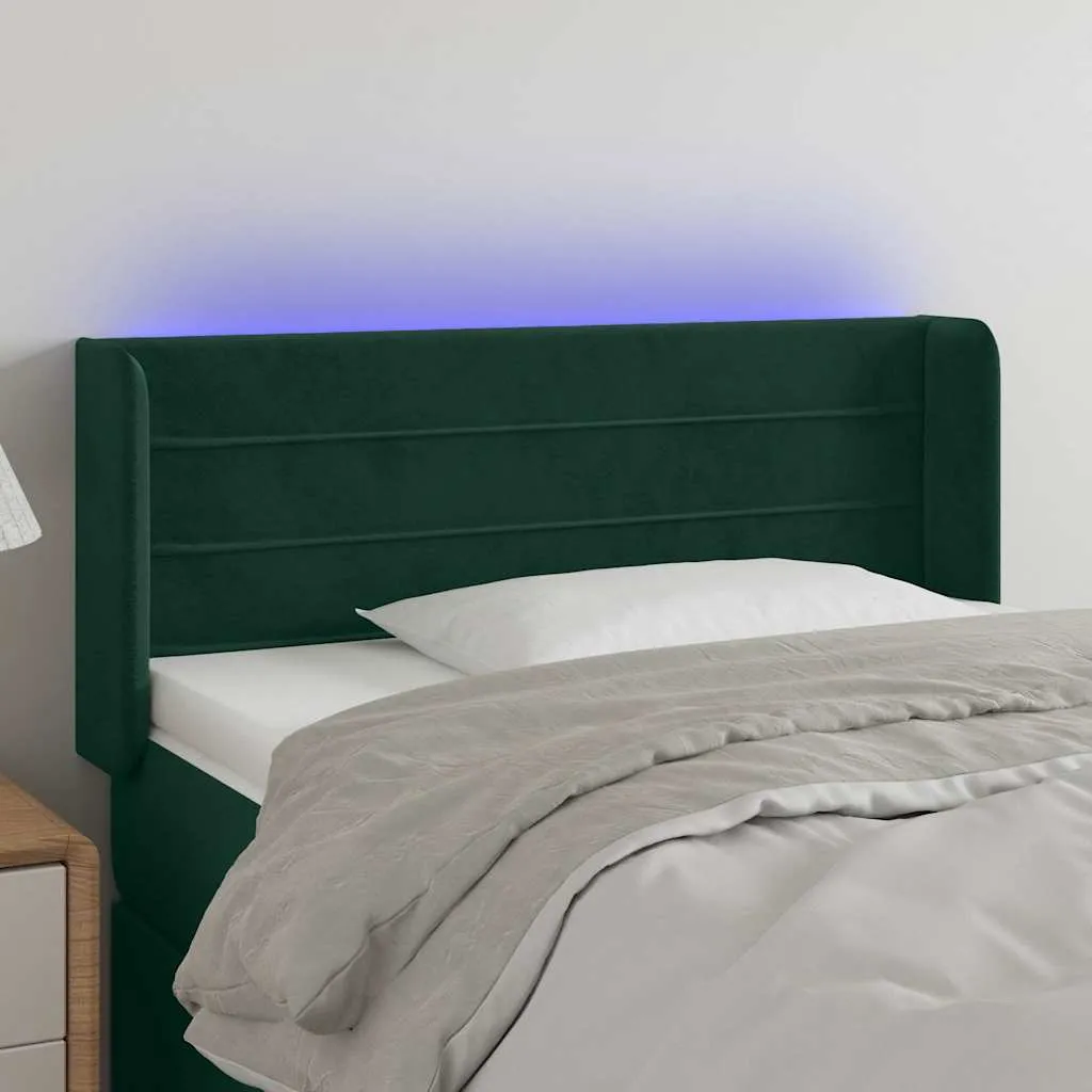 vidaXL LED uzglavlje tamnozeleno 103x16x78/88 cm baršunasto - Venlo